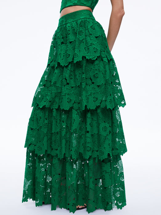 Alice and Olivia Jia Tiered Ruffle Maxi Skirt