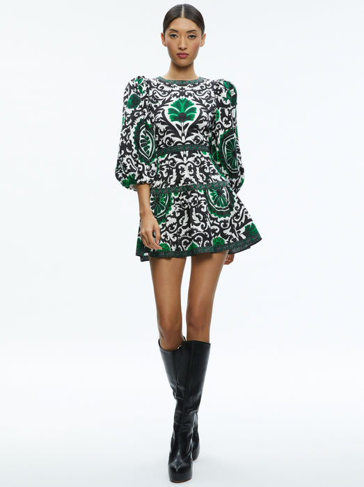 Alice and Olivia Shayla Pleated Sleeve Mini Dress