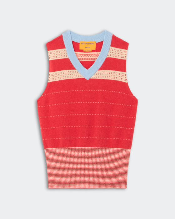 Guest in Residence Collegiate Stripe Vest (SCARLET COMBO)