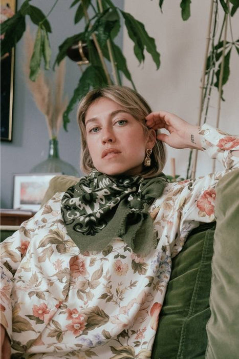 Maison Lecomte Flament LS khaki bandana scarf