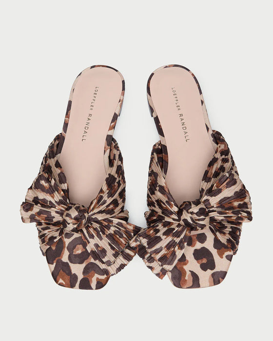 Loeffler Randall Daphne Pleated Leopard Flat Sandal
