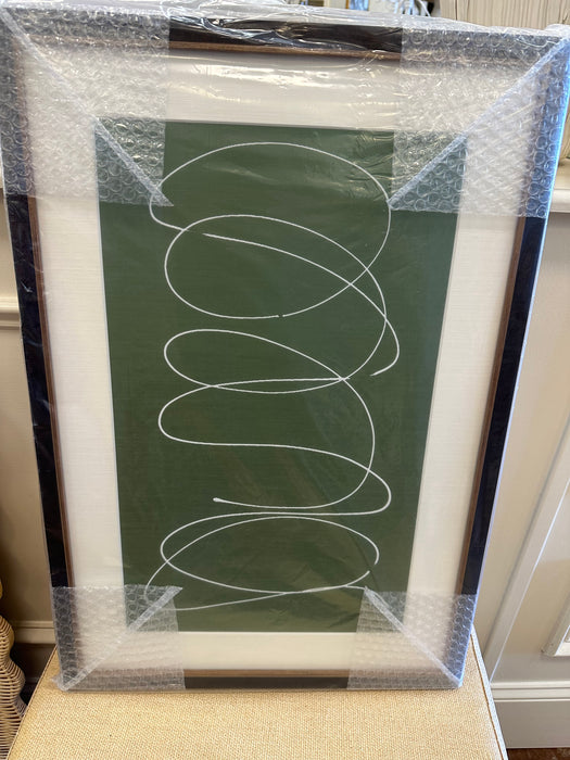 Kayce Hughes Motion in White on Green Silk 17 x 25