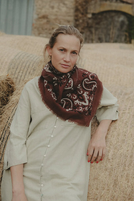 Maison Lecomte Flament Chocolate Bandana Scarf
