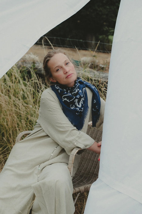 Maison Lecomte Flament Navy Bandana Scarf