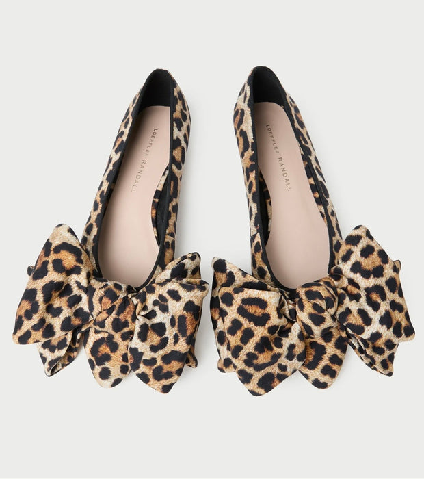 Loeffler Randall Noa Leopard jersey bow flat