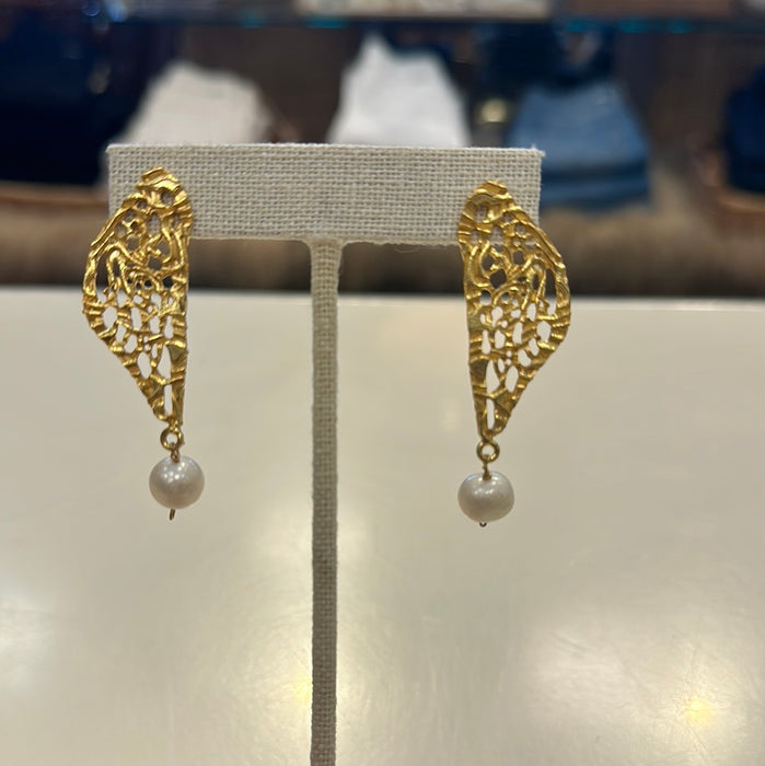 Elyssa Bass Pearl Butterfly Wing Earring