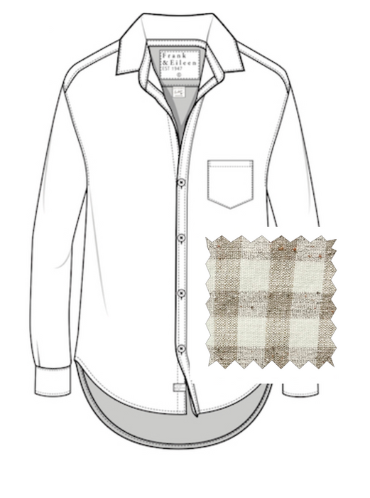 Frank and Eileen Relaxed Button-Up Shirt Eileen Cream Camel Textured Check