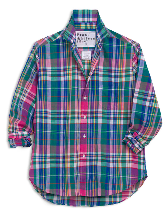 Frank and Eileen Relaxed Button-Up Shirt (Green Purple Orange Plaid )