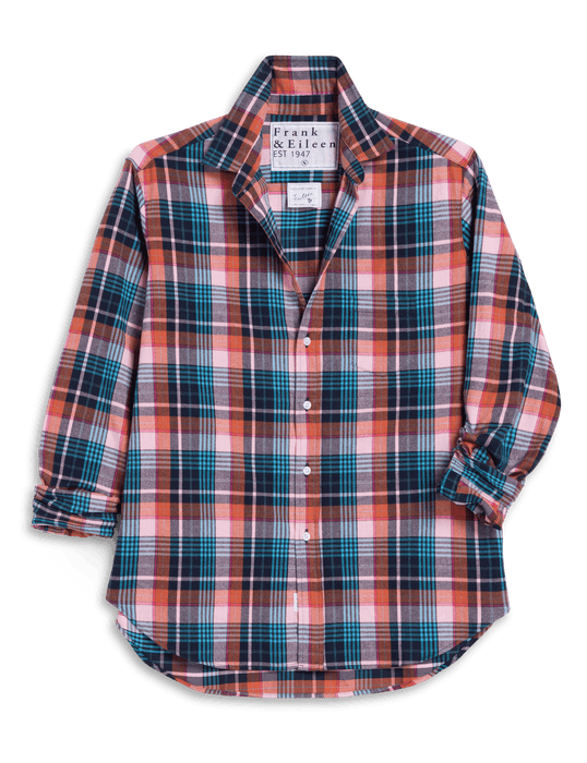 Frank and Eileen Relaxed Button Up Top ( Pink Turquoise Plaid)