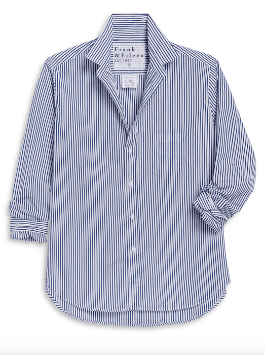 Frank and Eileen Relaxed Button-Up Shirt (White Navy Stripe)