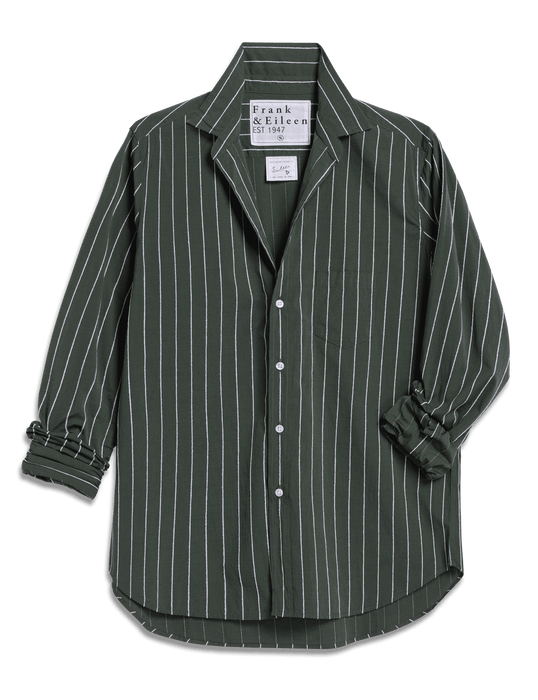 Frank and Eileen Relaxed Button-Up (Green White Textured Stripe)