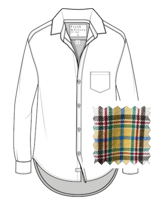 Frank and Eileen Relaxed Button-Up Shirt Eileen Yellow Blue Plaid