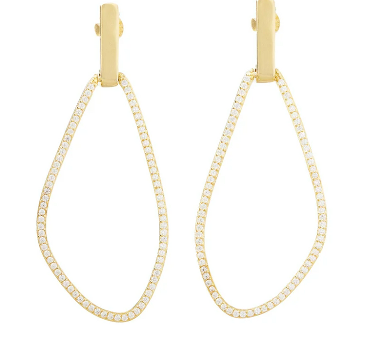 Elyssa Bass Freeform Gold Earrings with CZ