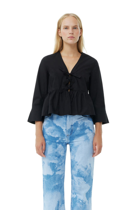 Ganni Cotton Poplin Peplum Blouse