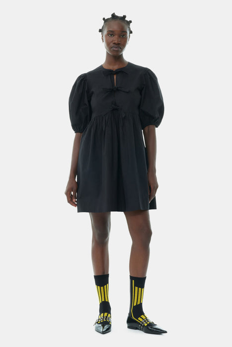 Ganni Cotton Poplin Tie String Mini Dress