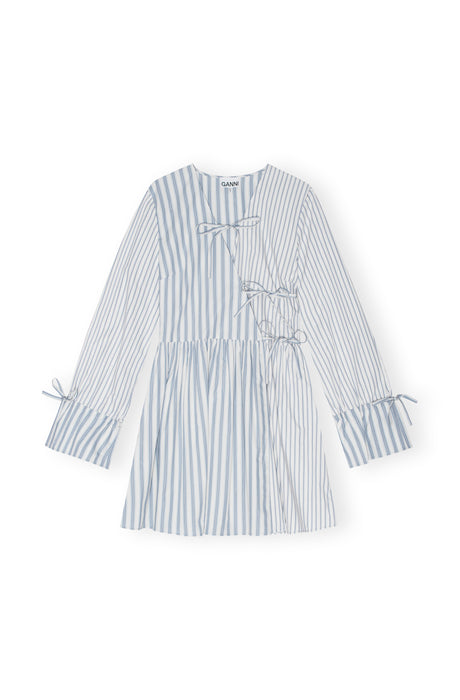 Ganni Stripe Cotton Mini Wrap Dress