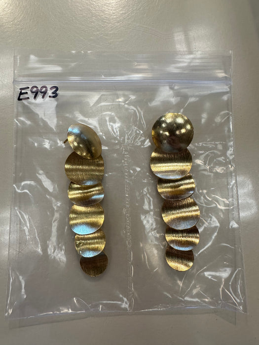 Elyssa Bass Gold Brushed Disc Drop Earrings (e993)