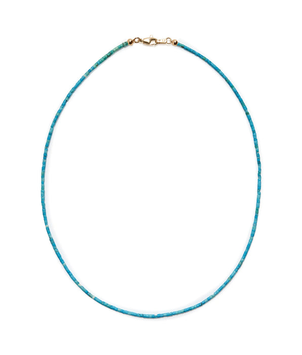 Lizzie Fortunato Tiny Beaded 14k Gold Necklace in Turquoise