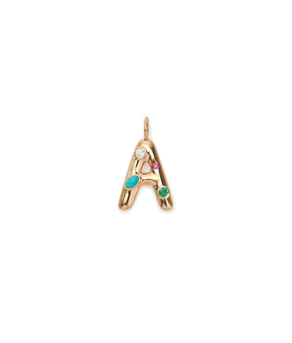 Lizzie Fortunato 14K GOLD CONFETTI LETTER "A" CHARM