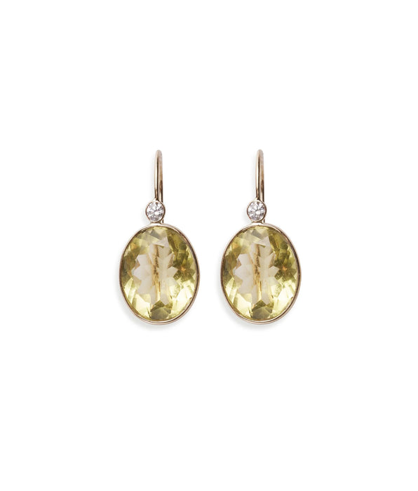 Lizzie Fortunato 14k Gold Pool Earrings in Lemon Quartz & Diamond