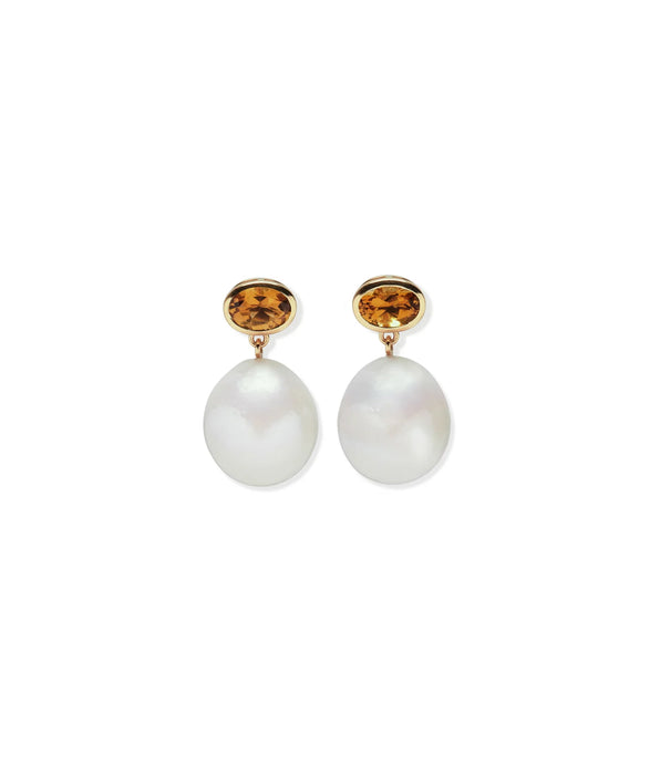 Lizzie Fortunato 14k Gold Palazzo Earrings in Dark Citrine