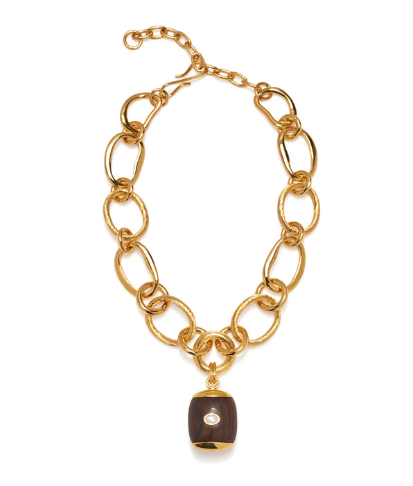 Lizzie Fortunato BEACON CHARM NECKLACE IN ACACIAWOOD
