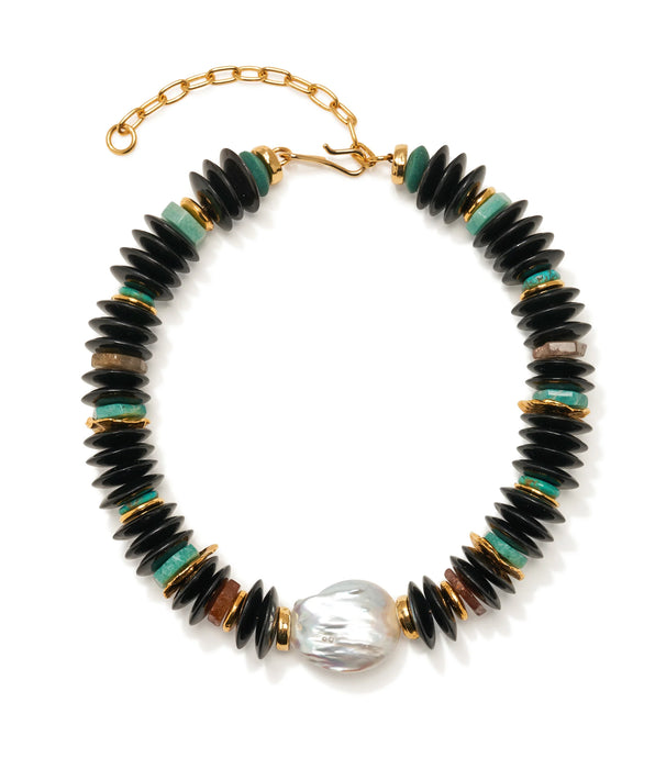 Lizzie Fortunato MILANO PEARL NECKLACE IN HORN