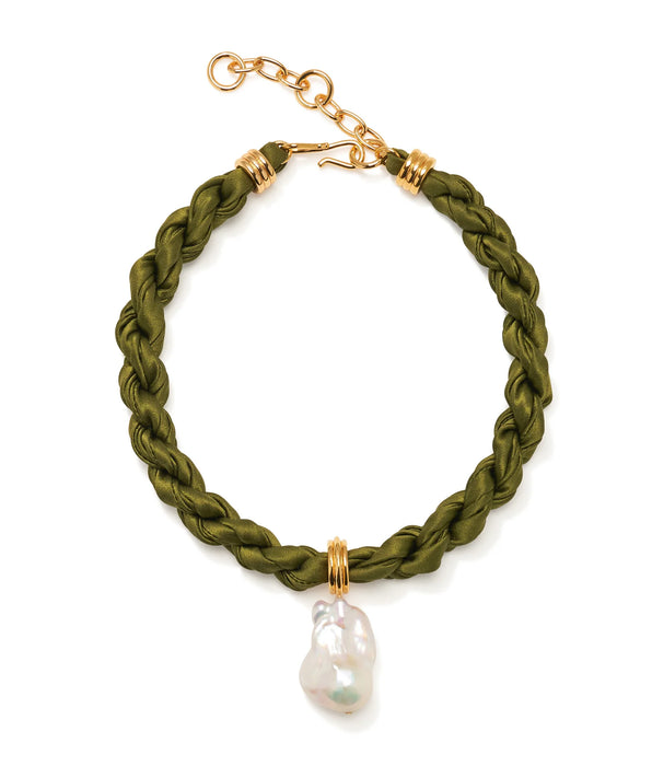 Lizzie Fortunato WOVEN COLLAR IN OLIVE BRANCH