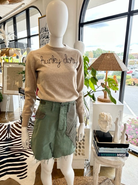 Lingua Franca Hunky Dory Oatmeal Crewneck Sweater