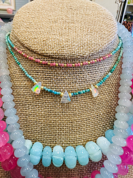 Theodosia Delicate Turquoise Necklace w/ Triangle Opals