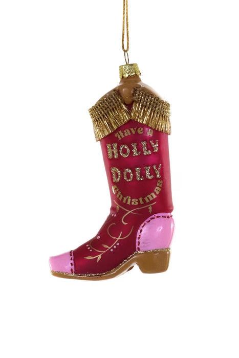 HAVE A HOLLY DOLLY BOOT ORNAMENT