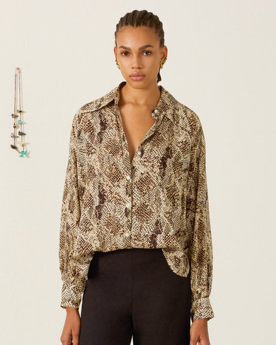 Alix of Bohemia Emery Lemon Snakeskin Shirt