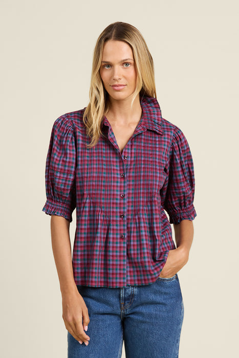 Trovata Jess Blouse Poppy & Pine Check