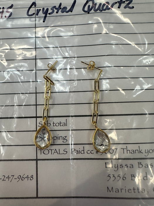 Elyssa Bass Crystal Quartz Paperclip Earrings