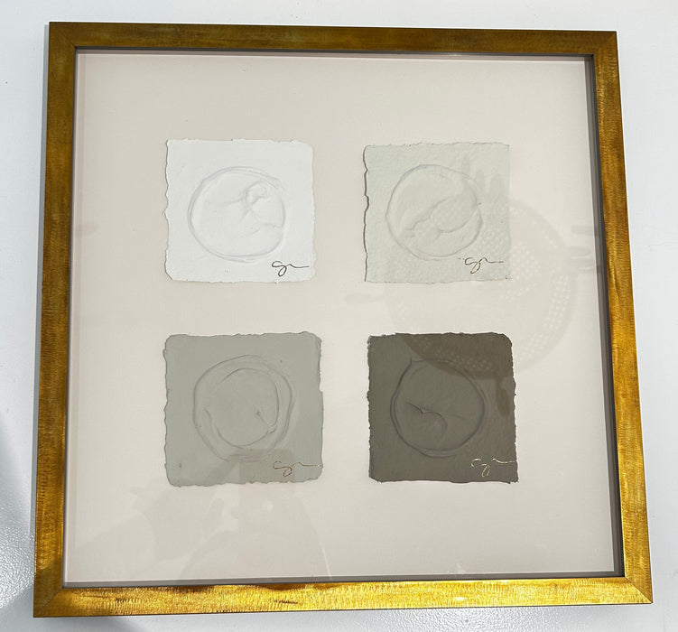 Sally Threlkeld 4 framed squares (Neutral colors)