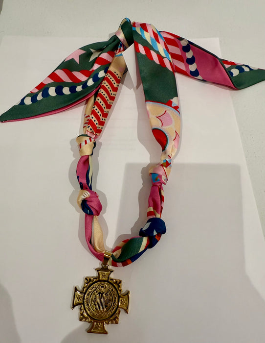 Capri Scarf Necklace - St. Benedict Cross