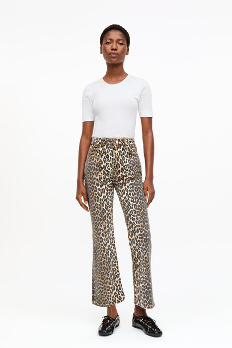 Ganni Print Denim Betzy Cropped