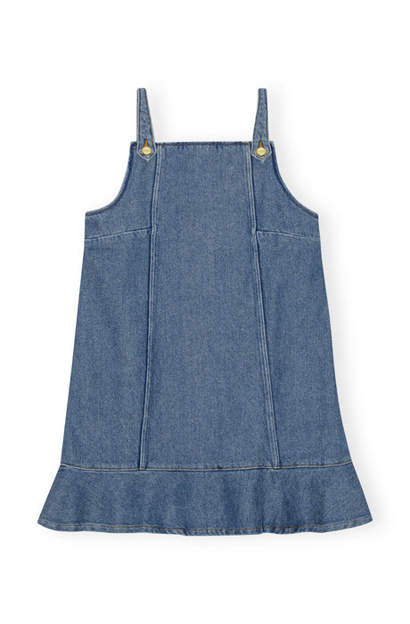 ganni heavy denim mini dress GANNI Heavy Denim Mini Dress in Washed Black Size 12 | Organic Cotton