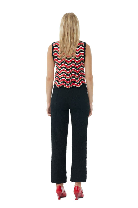 Ganni Red Cotton Crochet Vest