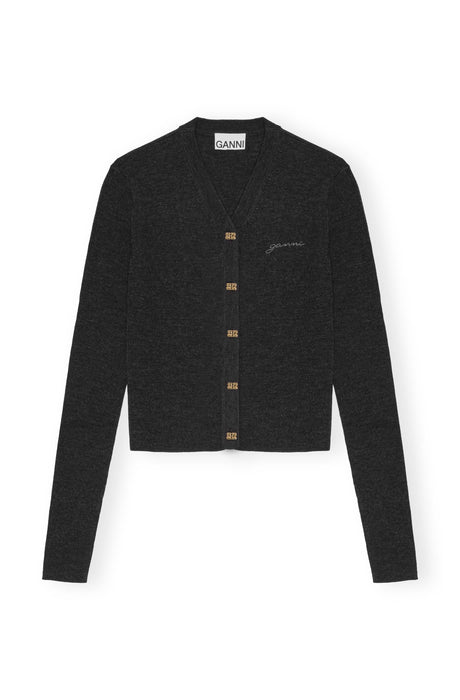 Ganni Mini Ribbed Merino Cardigan