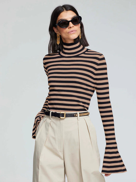 Caroline Constas Mirabel Sweater (Camel/Black Stripe)