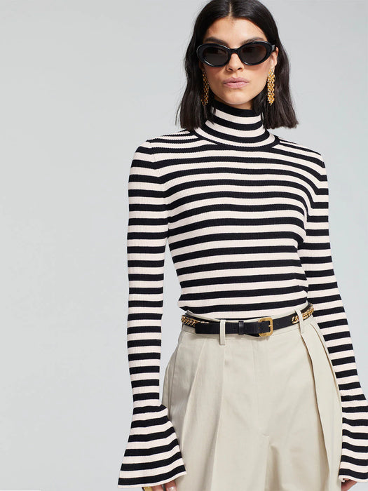 Caroline Constas Mirabel Sweater (White/Black Stripe)