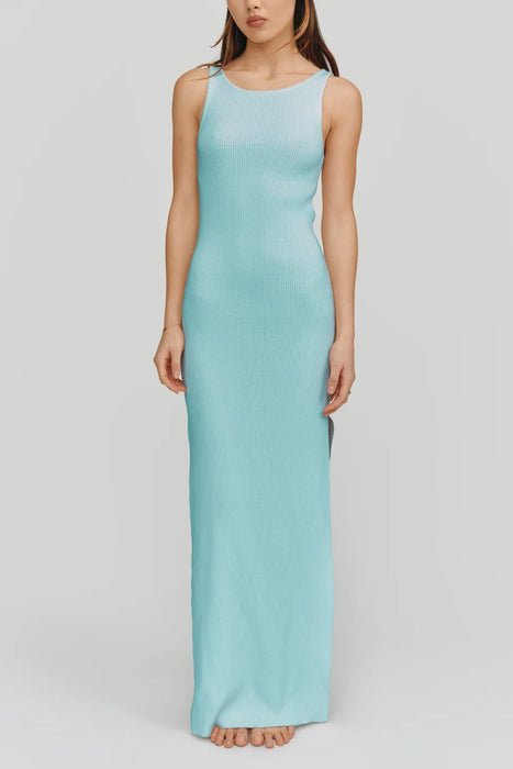 Kathyrn McCarron Carolina Glacier Blue Long Ribbed Dress