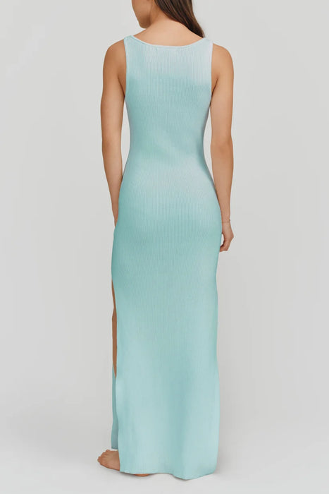 Kathyrn McCarron Carolina Glacier Blue Long Ribbed Dress