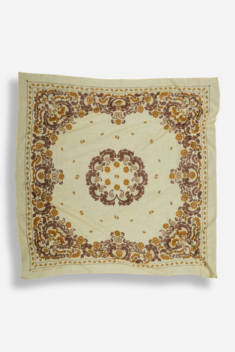 Maison Lecomte Flament Flowers Beige Cotton Bandana Scarf
