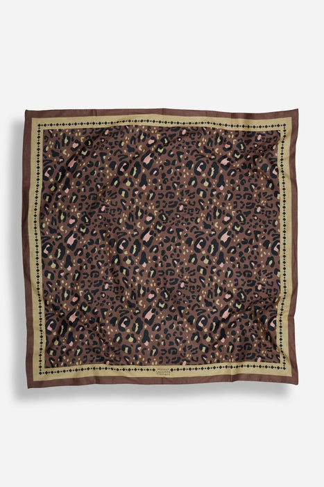 Maison Lecomte Flament Leo Chocolate Rosy Cotton Scarf