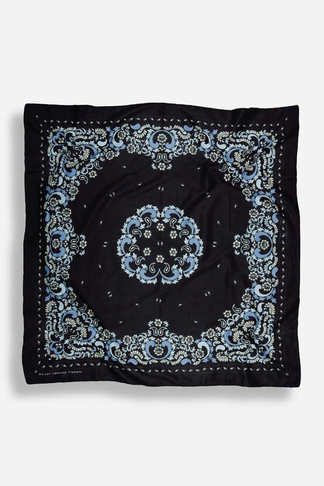 Maison Lecomte Flament Black Flowers Cotton Scarf