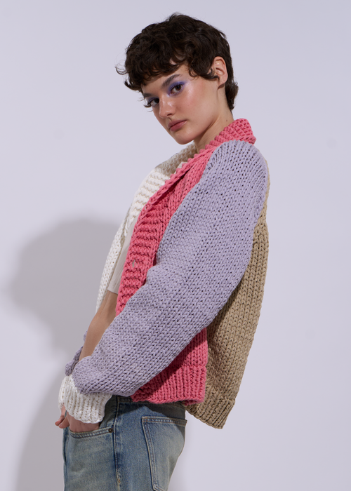 Gogo Cotton Short Colour Block Cardi