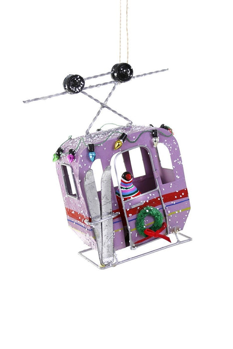 SKI GONDOLA PENGUIN-PINK ORNAMENT