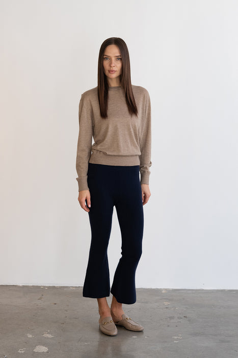 Kathryn McCarron Marguerite Mocha Paper Thin Cashmere Pullover